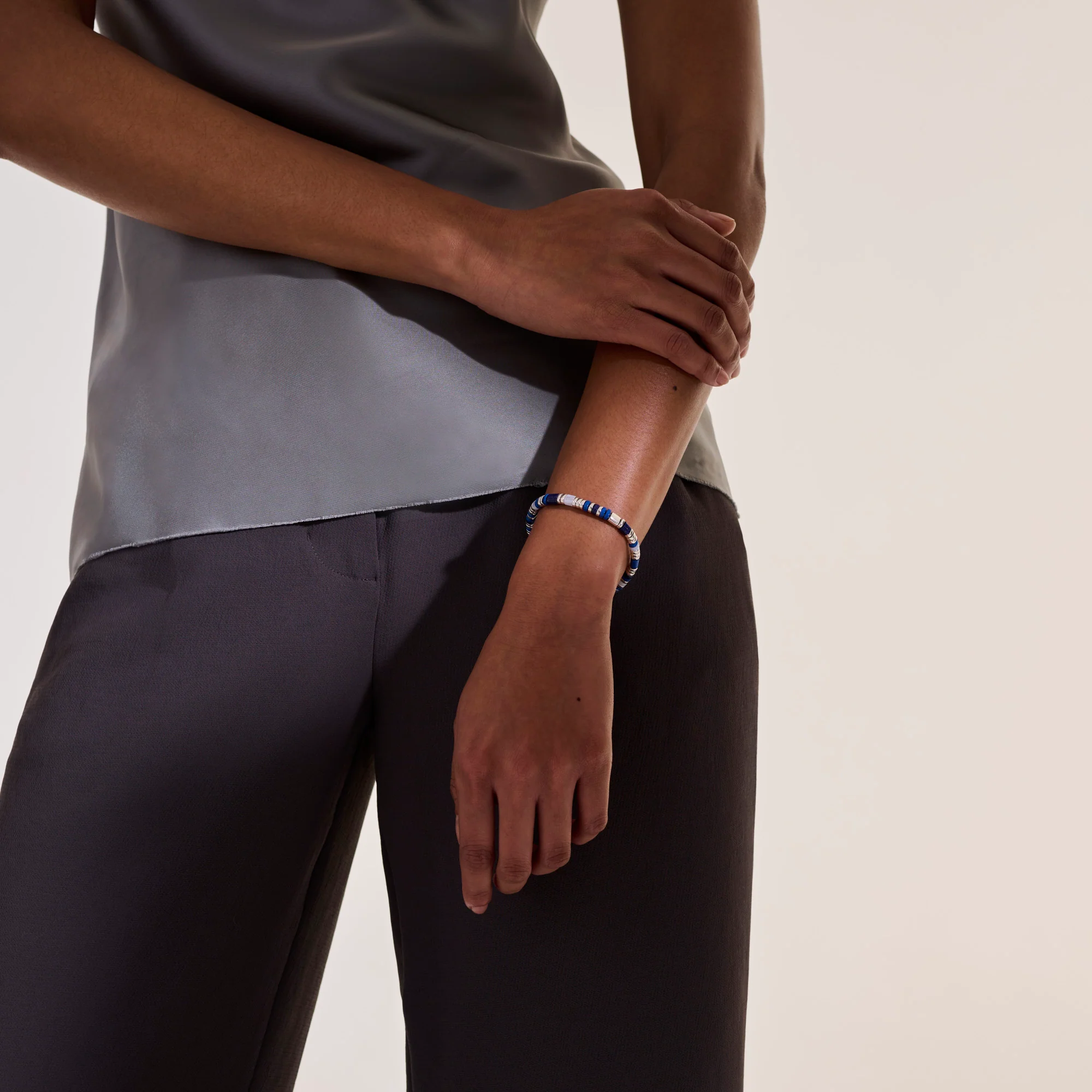 Colorblock Bracelet, Silver, Slim|BUS9012251BULPZBLA - Image 6