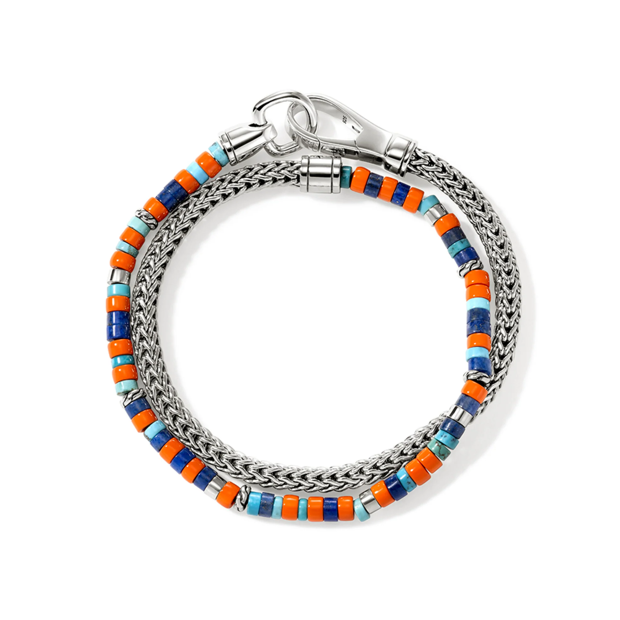 Heishi Chain Wrap, Sterling Silver, Hardstones|BUS9012551ORLPZTQ - Image 5