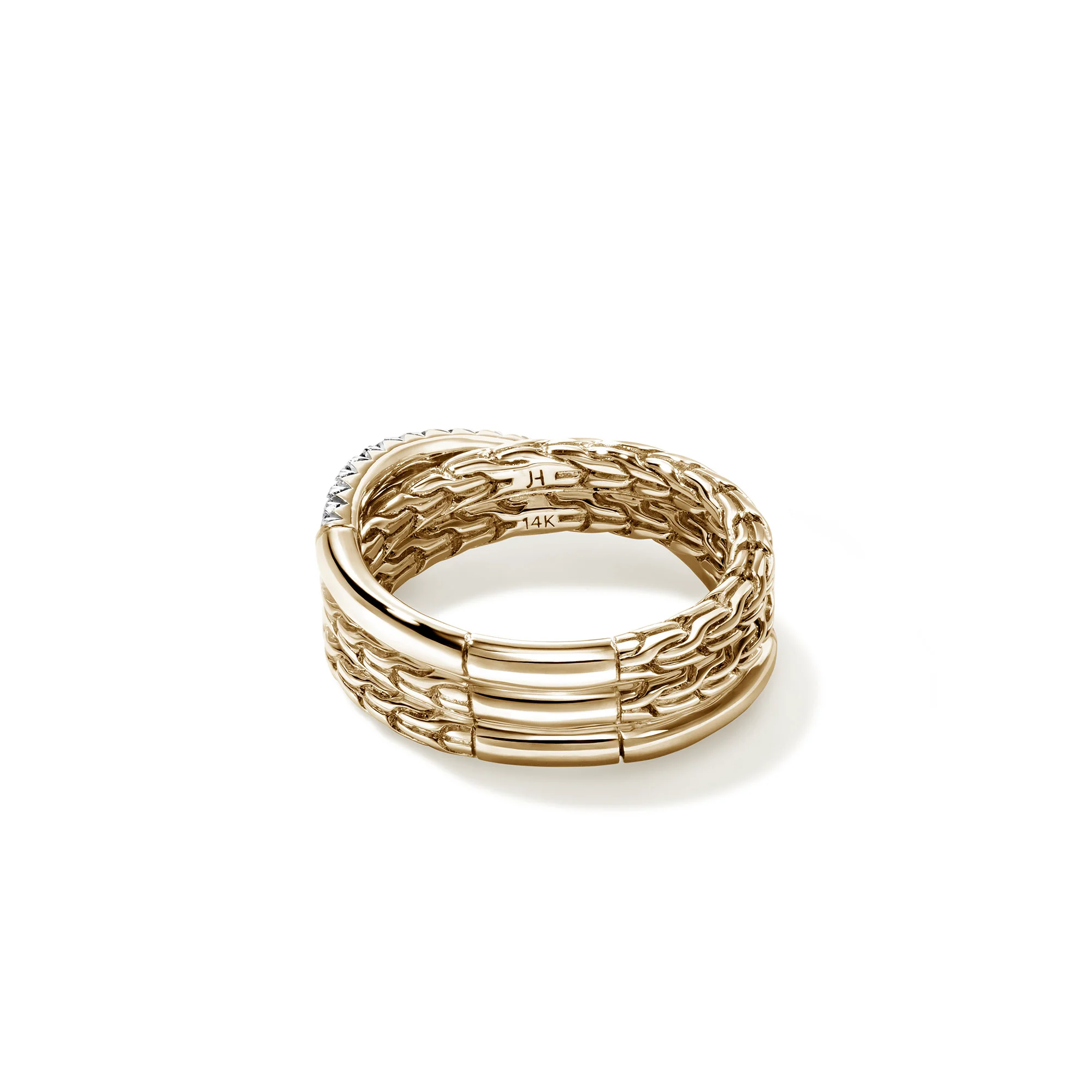 JH Essential Pavé Crossover Ring, Gold, Diamonds|RGGX987152DI - Image 4