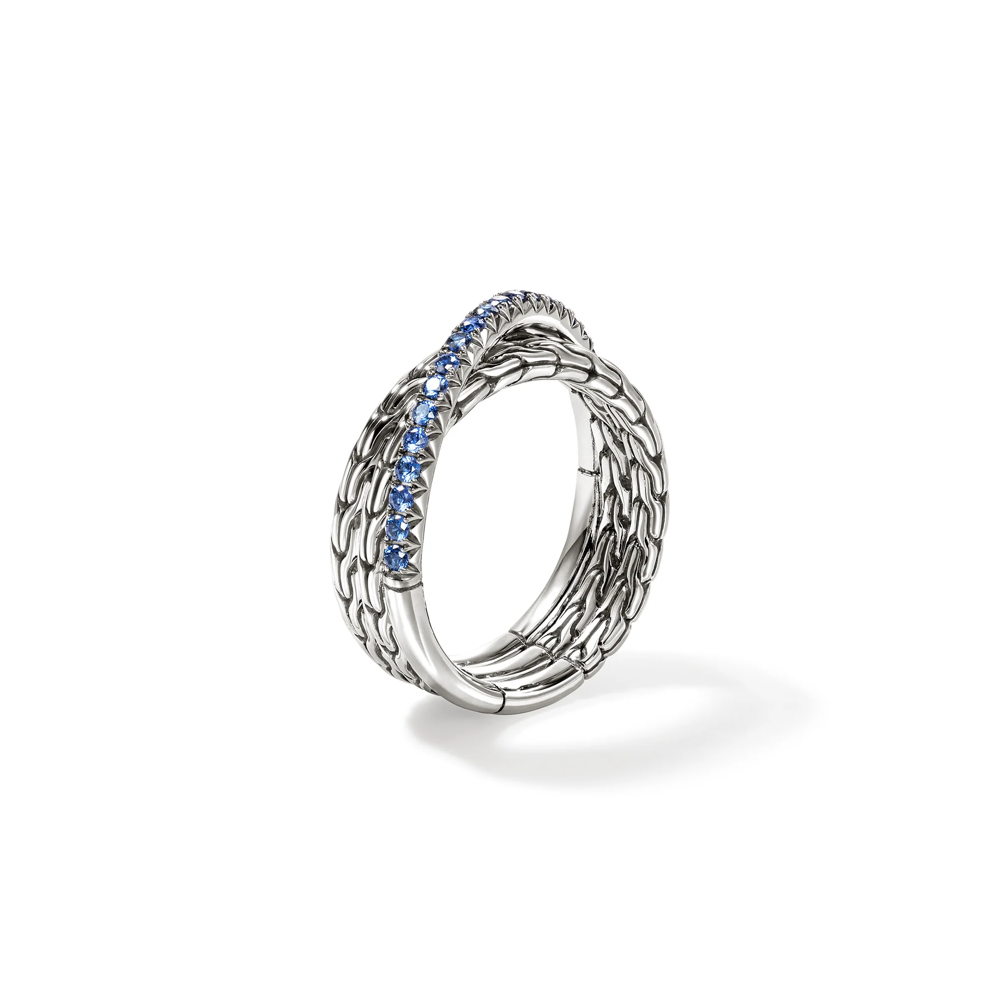 JH Essential Pavé Crossover Ring, Sterling Silver, Gemstones|RBS987154BSP - Image 3
