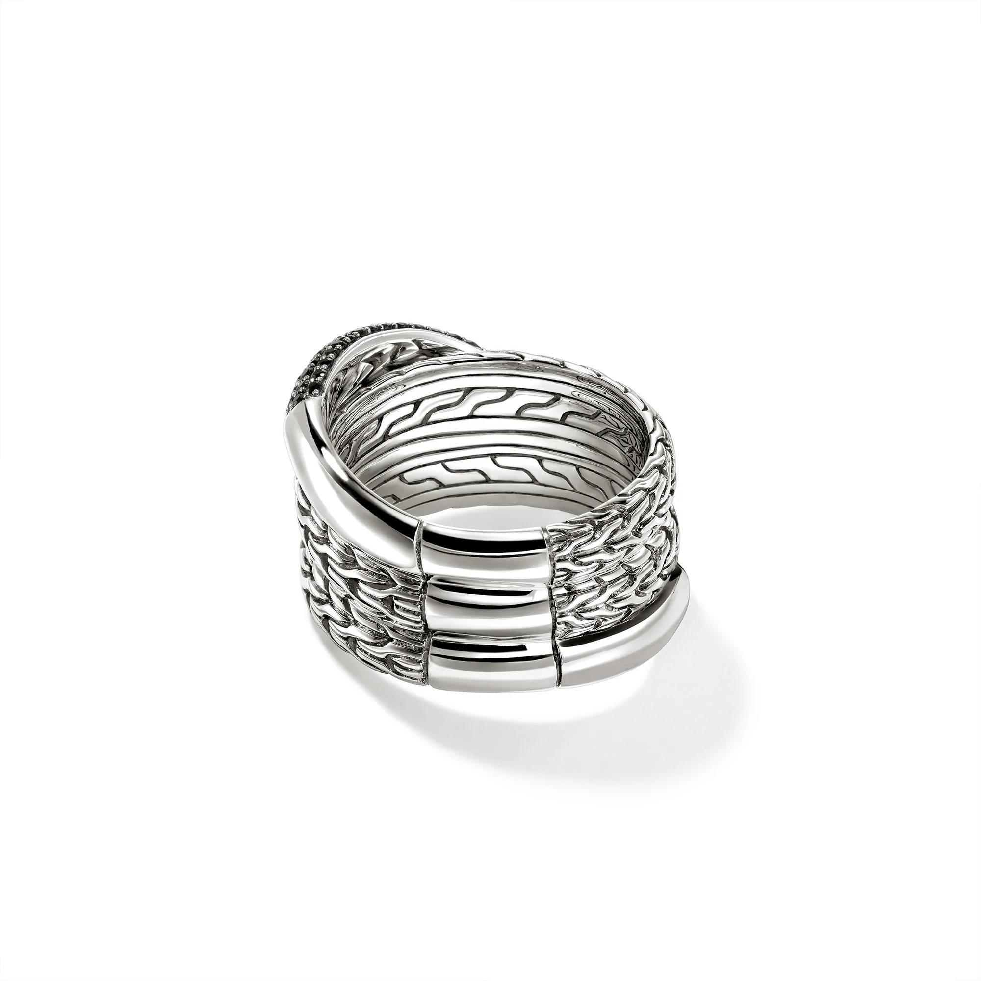 JH Essential Pavé Crossover Ring, Sterling Silver, Gemstones|RBS987164BLS - Image 4