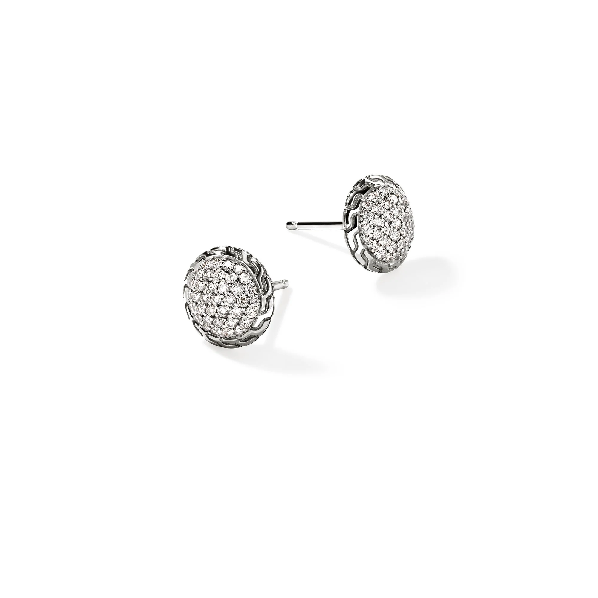 JH Essential Pavé Stud Earring, Sterling Silver, Diamonds, 10MM|EBP987182DI - Image 3