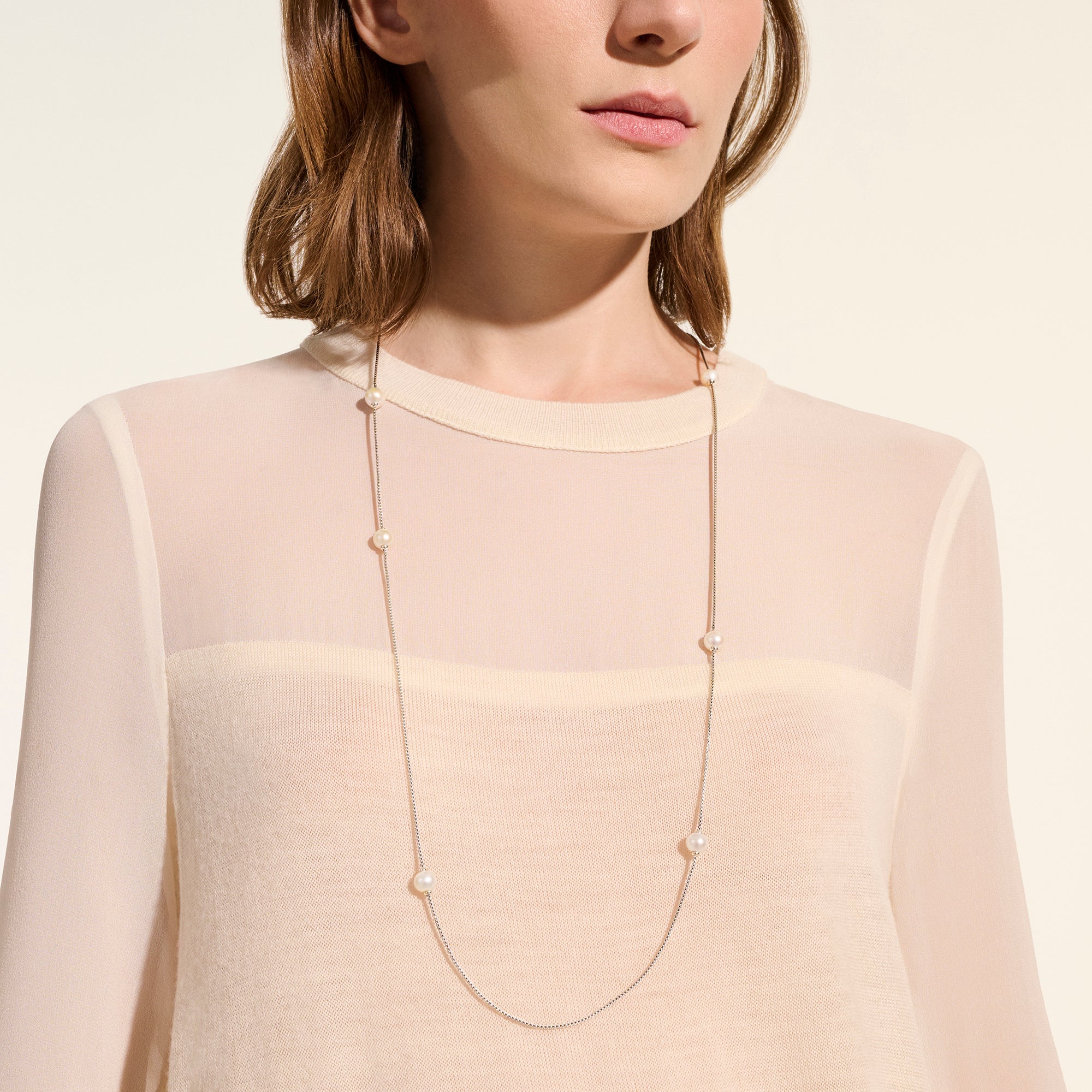 JH Essential Pearl Necklace, Sterling Silver, Pearl, 1.8MM|NB987241 - Image 5