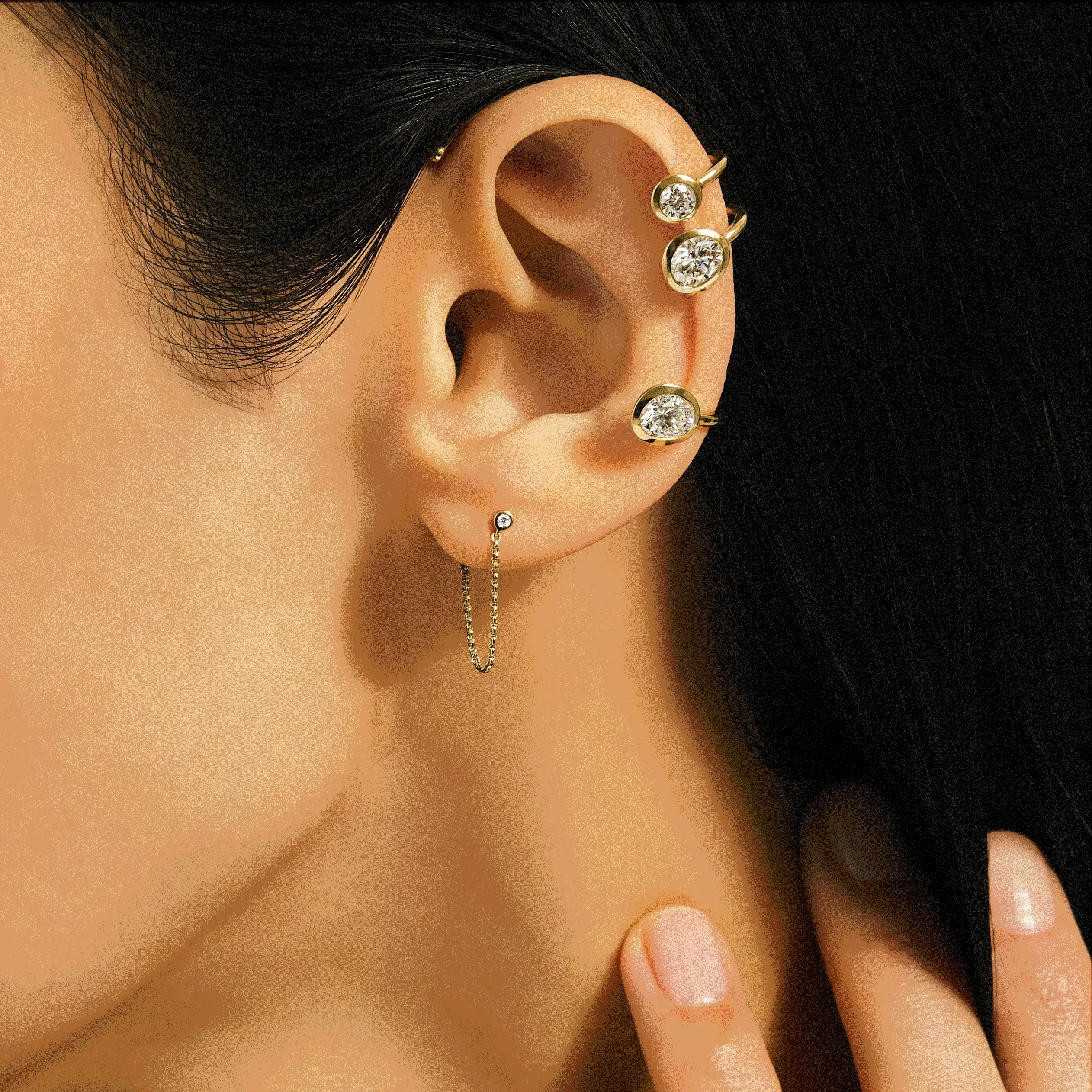 JH Lovestruck™ Ear Cuff, Gold, Diamonds, 1.75TCW, Single|EGGX43049LGD - Image 4