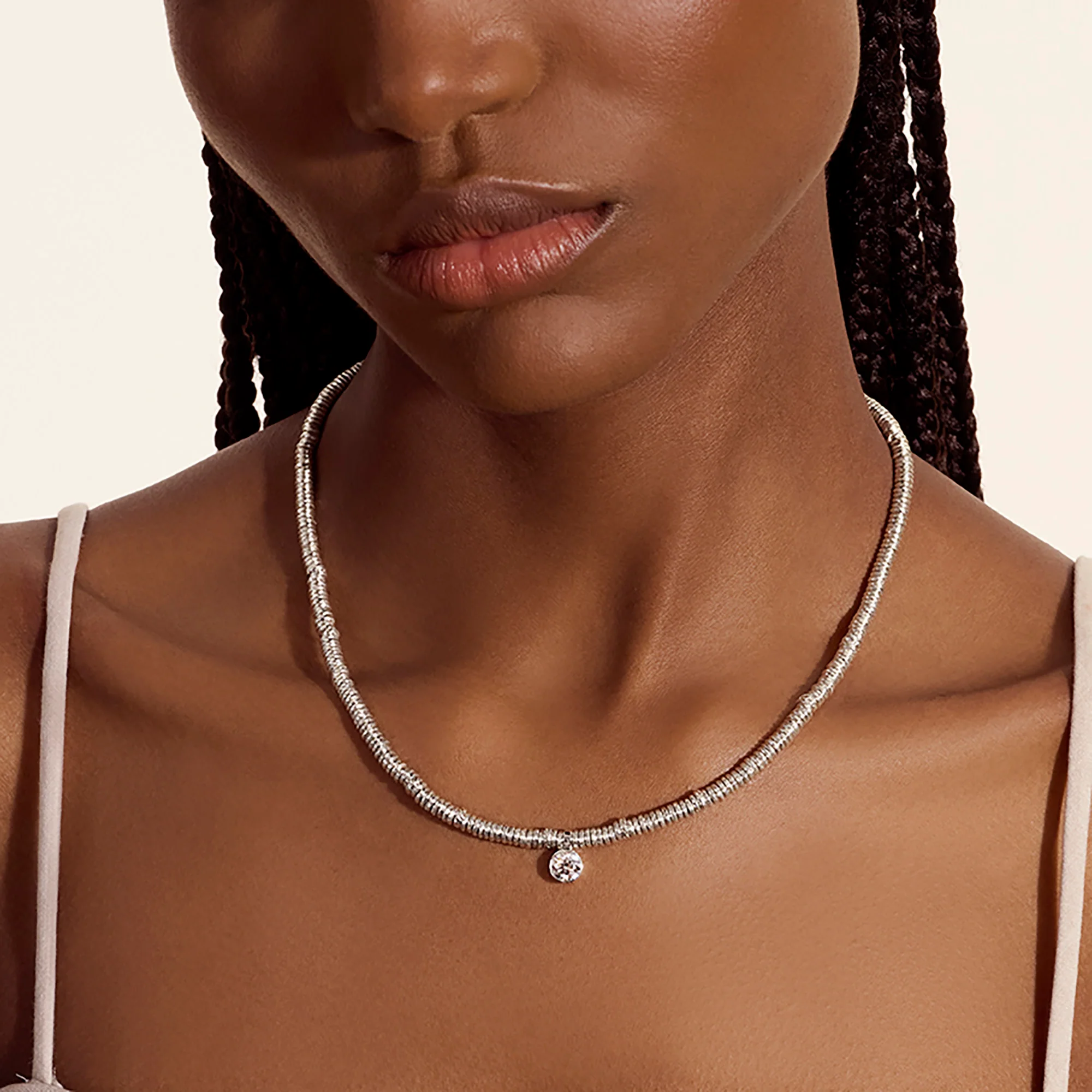 JH Lovestruck™ Heishi Pendant Necklace, Sterling Silver, Diamond, 1.0TCW|NBP43002LGD - Image 4