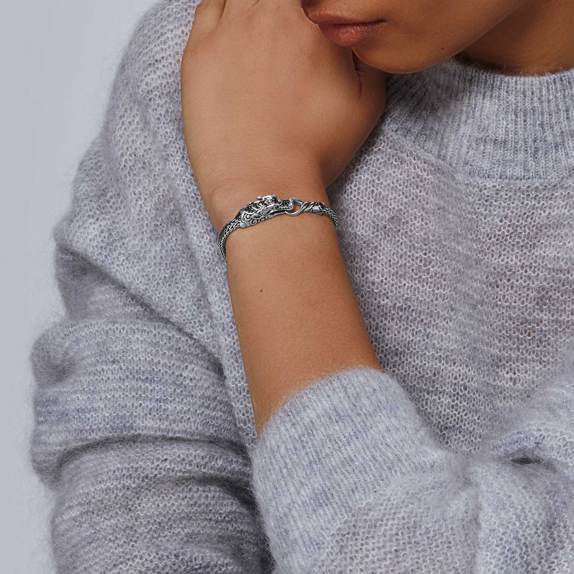 Naga Bracelet, Sterling Silver, Pavé, 5MM|BBS601334BLSBN - Image 5