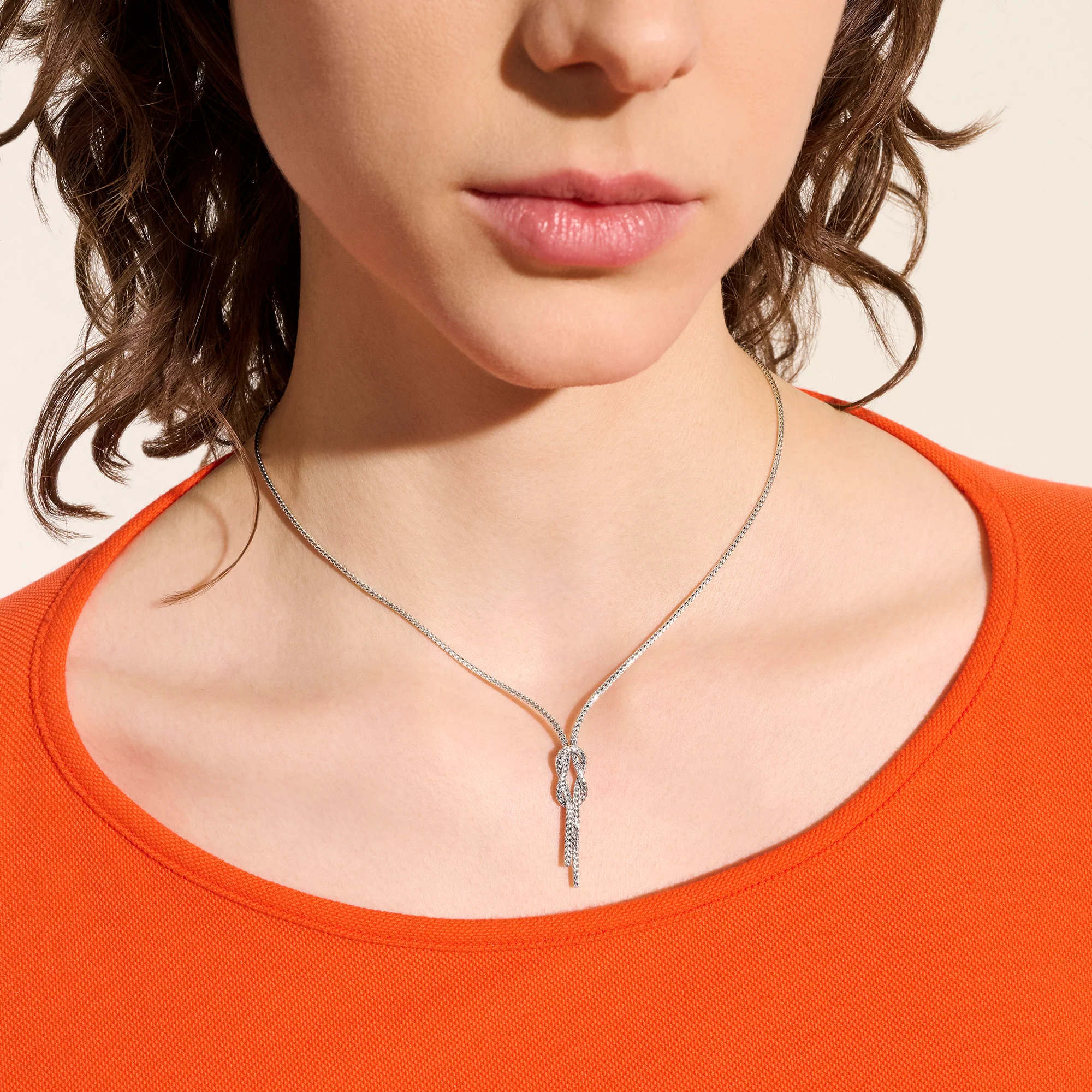 Love Knot Y Necklace, Sterling Silver, 1.8MM|NB98683 - Image 5