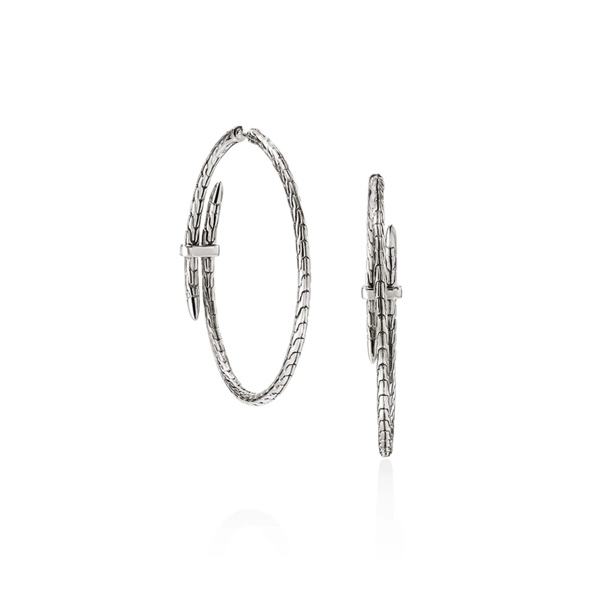 Spear Hoop Earring, Sterling Silver, Diamonds, 50MM|EBP9012482DI - Image 3