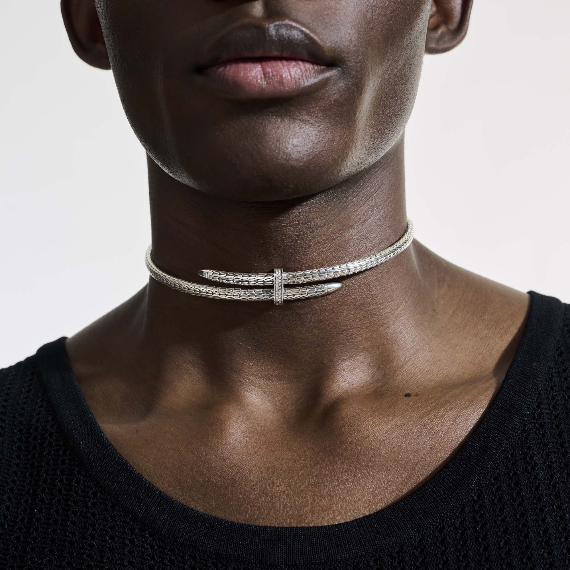 Spear Coil Choker, Sterling Silver, Diamonds|NBP9011292DI - Image 5