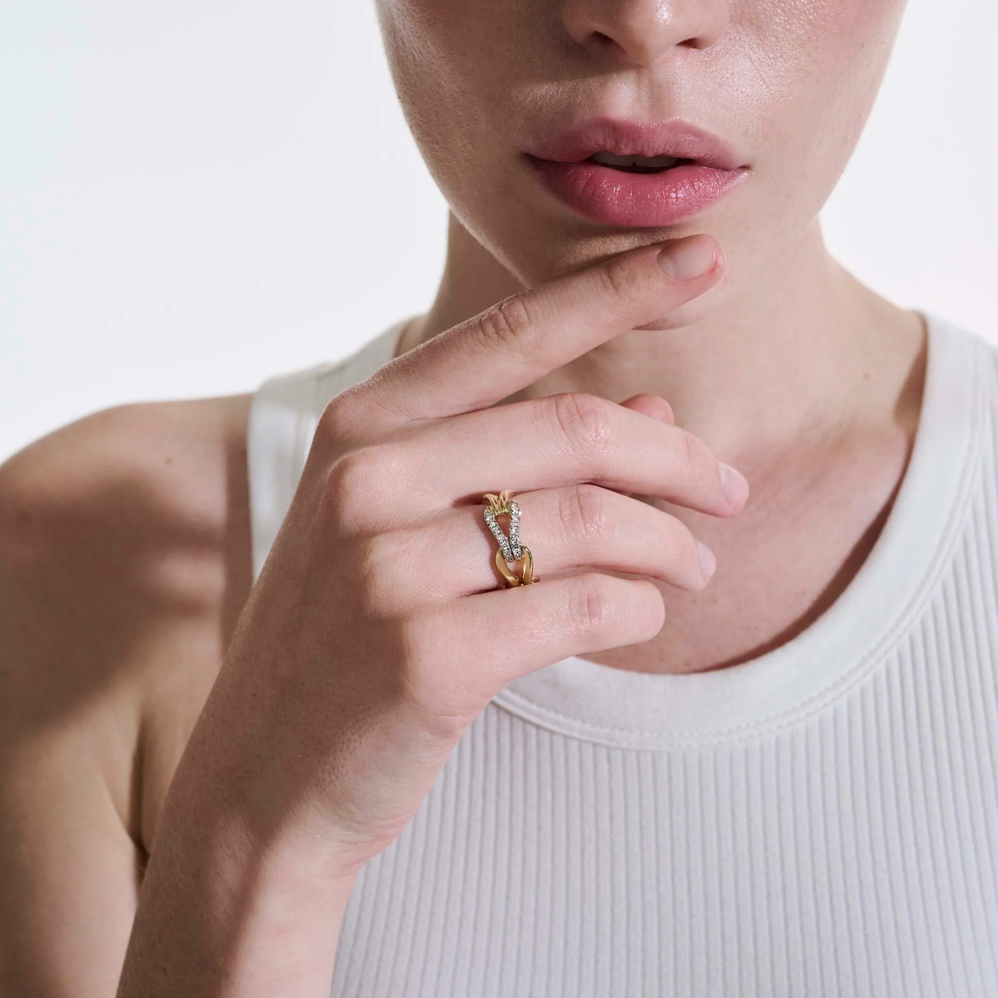 Surf Link Ring, Gold, Diamonds, Wide|RGGX90107722DI - Image 6